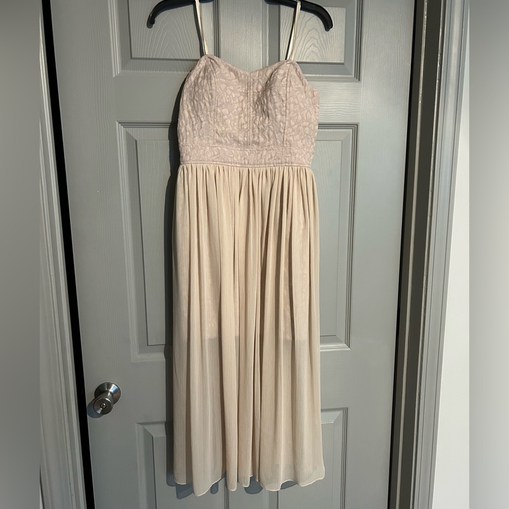 Elegant Cream Spaghetti Strap Dress
